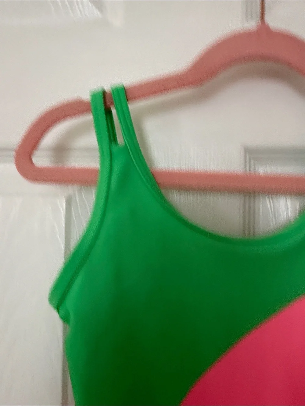 NWOT Old Navy Girls Colorblock One-Piece Swimsuit in Green, Pink & Red